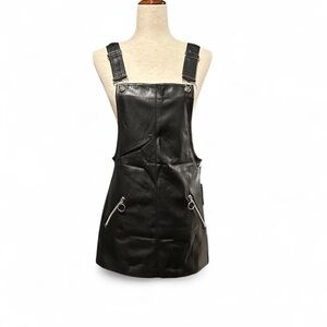Black faux Leather Overall Dress
